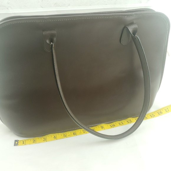 Vintage Jack Georges Womens Dark Brown Leather Double Handle Zip Around Tote Bag - Picture 10 of 14